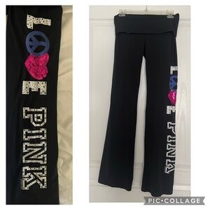 VS PINK Black Leggings Sequin Yoga Pants S